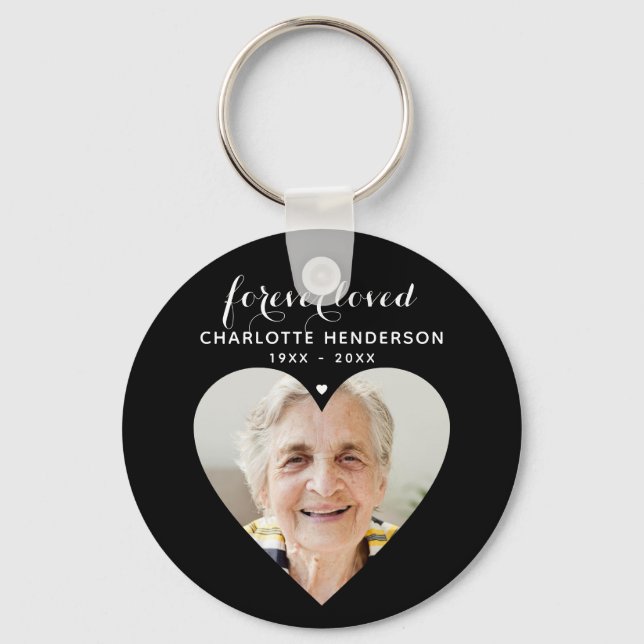 'Forever Loved' Heart Photo Memorial Tribute Keych Key Ring (Front)