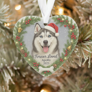 Forever Loved Heart-Shaped Christmas Pet Memorial Ornament