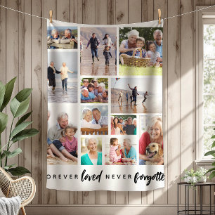 Forever Loved Never Forgotten 12 Photo Memorial Fleece Blanket