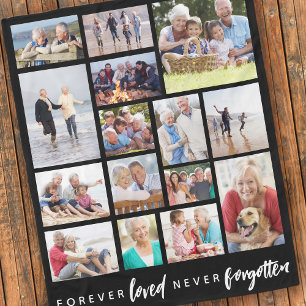 Forever Loved Never Forgotten 15 Photo Memorial Fleece Blanket