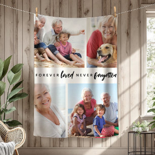 Forever Loved Never Forgotten 4 Photo Memorial Fleece Blanket