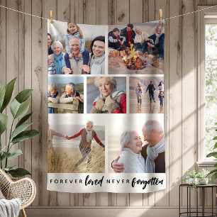 Forever Loved Never Forgotten 7 Photo Memorial Fleece Blanket