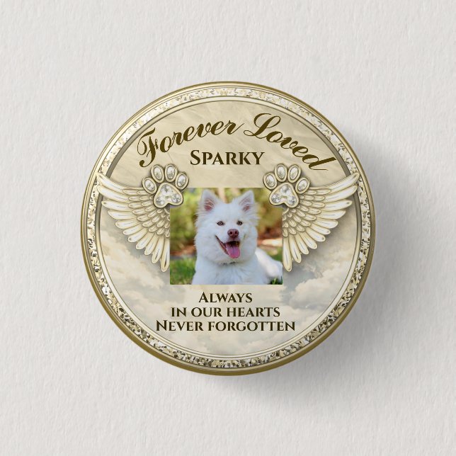 Forever Loved Paw Wings Design 3 Cm Round Badge (Front)