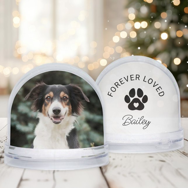 Forever Loved Pet Memorial Paw Print Photo Snowglobe (Creator Uploaded)
