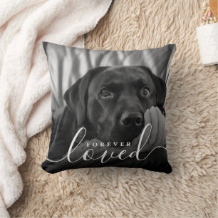 Forever Loved Photo Collage Monogram Memorial Pet Cushion