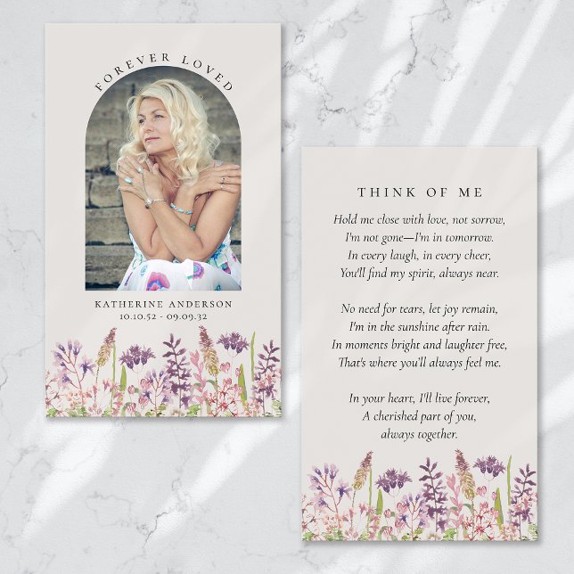 Forever Loved Wildflower Floral Memorial Card (Creator Uploaded)