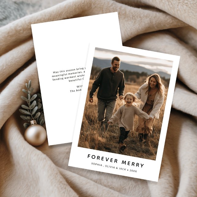 Forever Merry Christmas Family Baby Funny Photo Holiday Card (Creator Uploaded)