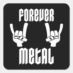 Forever Metal Heavy Metal Devil Horns Hand Gesture Square Sticker