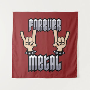 Forever Metal Heavy Metal Devil Horns Hand Signs Tapestry