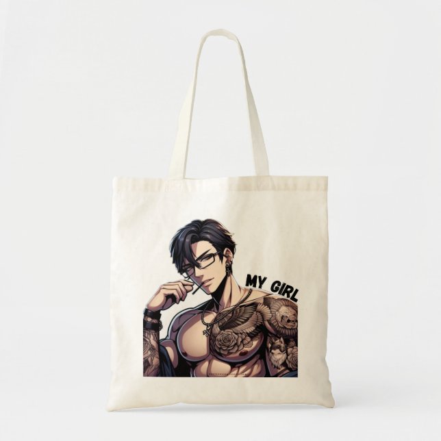 Forever Mine – Hot Anime Tattooed Man Tote Bag (Front)