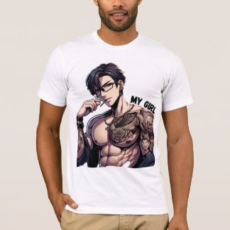 Forever Mine – Hot Anime Tattooed Man with Glasses T-Shirt