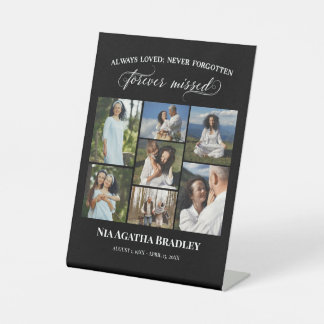 Forever Missed Elegant Memorial Photo Collage Pedestal Sign
