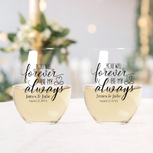 Forever my Always Customisable Wedding Stemless Wine Glass