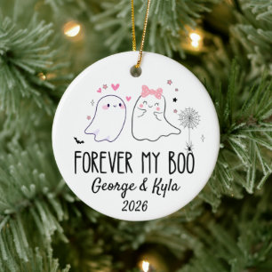 Forever My Boo Ghost Couple Wedding Halloween Gift Ceramic Ornament