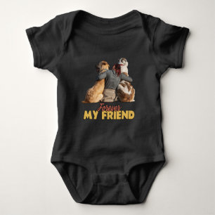 Forever My Friend Twin Dog Design Baby Bodysuit