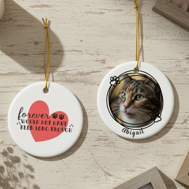 Forever Not Long Enough Pet Memorial Heart Gift Ceramic Ornament (Pet memorial ceramic ornament)