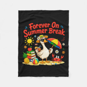 Forever On Summer Break Retirement Cute Summer Fleece Blanket