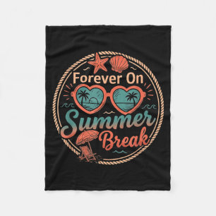 Forever On Summer Break Retro Beach Vacation Fleece Blanket