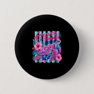 Forever on summer break turtle sea tropical beach 6 cm round badge