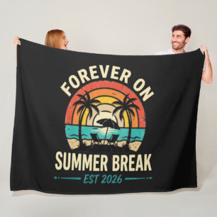 Forever On Summer Break Vintage Sunset Fleece Blanket