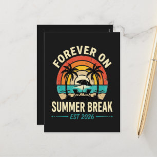 Forever On Summer Break Vintage Sunset Holiday Postcard