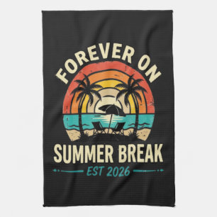 Forever On Summer Break Vintage Sunset Tea Towel