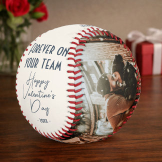 Forever on your team Happy Valentine's 2 Photo Baseball