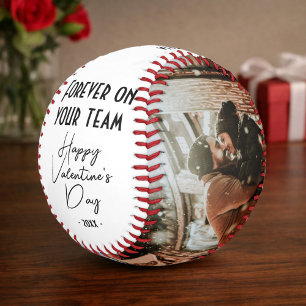 Forever on your team Happy Valentine's 2 Photo Baseball