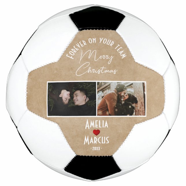 Forever on your team Merry Christmas 2 Photos  Soccer Ball (Front)
