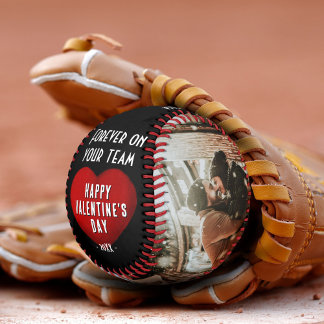 Forever on your team Red Heart Valentine's 2 Photo Baseball