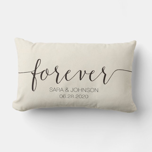 FOREVER,Personalised Wedding Gift Lumbar Cushion (Front)