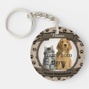 Forever Remembered - Brown Paw Prints Pet Loss Key Ring