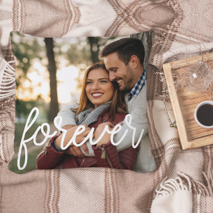 Forever Script Overlay Photo Cushion