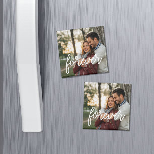 Forever Script Overlay Photo Magnet