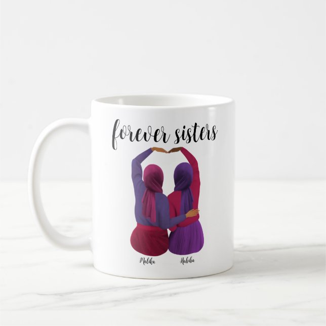 Forever Sisters Personalised Hijabi Gift Coffee Mug (Left)