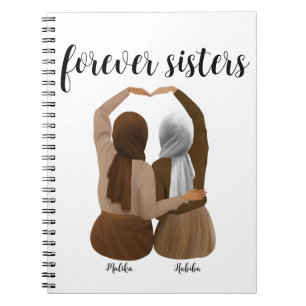 Forever Sisters Personalised Hijabi Gift Notebook