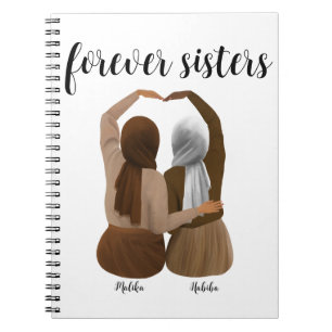 Forever Sisters Personalised Hijabi Gift Notebook