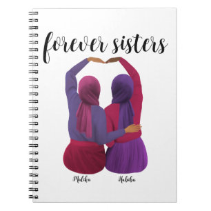 Forever Sisters Personalised Hijabi Gift Notebook