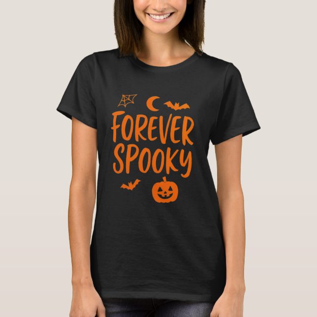 Forever Spooky | Pumpkin, Moon, Bats & Web T-Shirt (Front)