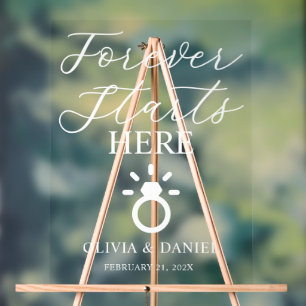 Forever Starts Here Custom Wedding Welcome Acrylic Sign