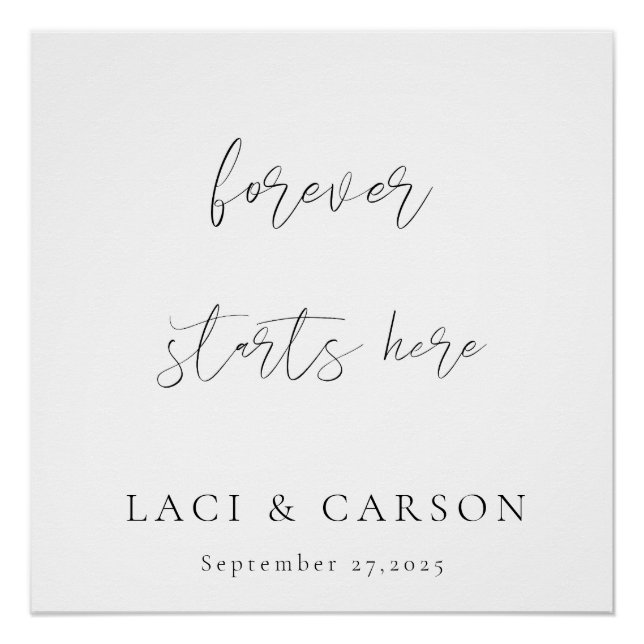 forever starts here - modern wedding backdrops poster (Front)
