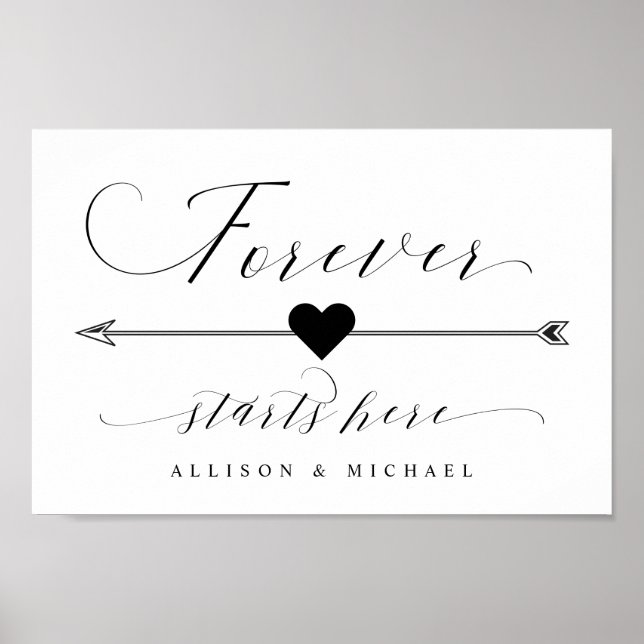 Forever Starts Here Script Directional Arrow Sign (Front)