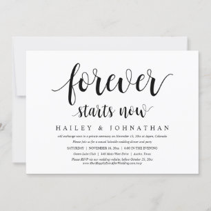 Forever Starts Now, Wedding Elopement Party Invitation