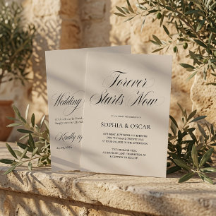 Forever Starts Now Wedding Invitation Set Beige