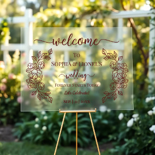Forever Starts Today Maroon Minimal Welcome Acrylic Sign
