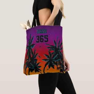 Forever Summer 365 Tahiti Sunset Black Palms Tote Bag