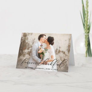 Forever Thankful Elegant Calligraphy Wedding Fold Thank You Card
