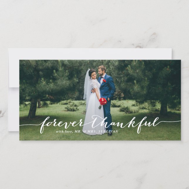 Forever Thankful Hand Lettered Wedding Thank You (Front)