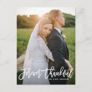 Forever Thankful Lettering Wedding Thank You II Postcard