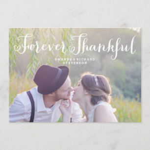 FOREVER THANKFUL SCRIPT WEDDING PHOTO CARD
